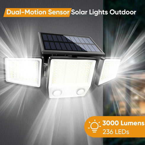 MDCMDCM 3000LM 3 270 IP65 2) Solar Motion Sensor Outdoor Lights Waterproof - Modes Security Lights Outdoor Illumination