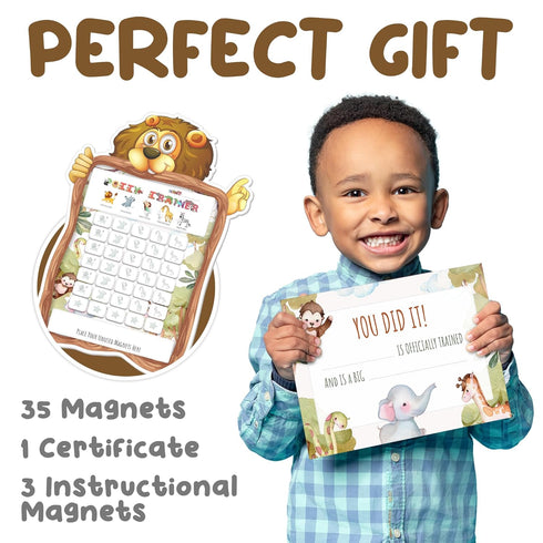 N&G NEW GENERATION LLC 35 Potty Training Chart for Toddlers Boys and Girls, Safari Potty Training Sticker Chart
