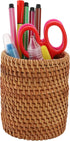 Okllen 2 Pack Handmade Rattan Pencil Holder - Woven Vine Desk Organizer for Makeup Brushes, Office & Home Desktop,