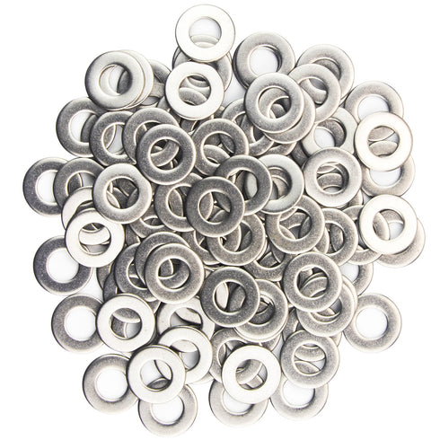 M3x6mmx0.5mm Stainless Steel Flat Washer, 100 Pieces