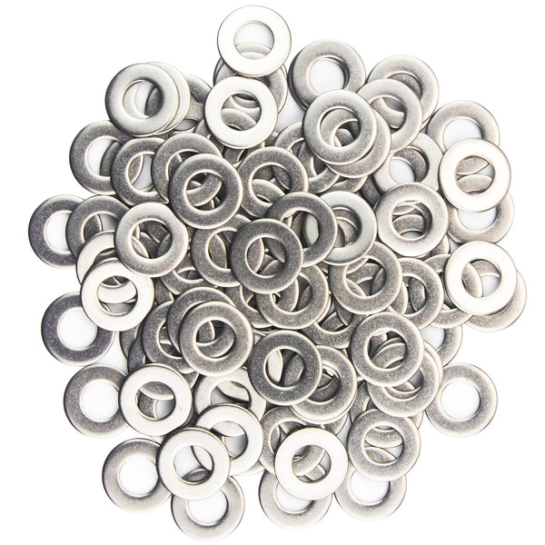 M3x6mmx0.5mm Stainless Steel Flat Washer, 100 Pieces