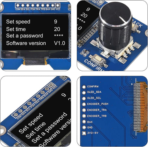 AITRIP 2PCS 1.3-inch EC11 OLED Module Button Rotary Encoder IIC Interface LCD Screen for Arduino -White