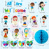 BeYumi 75PCS Student Diversity Bulletin Board Set, All are Welcome Hearts Cutouts for Classroom Decoration