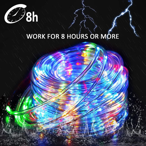 Solar Rope Lights, 39FT IP65 Waterproof Outdoor LED Copper Fairy String Tube Lights for Decoration