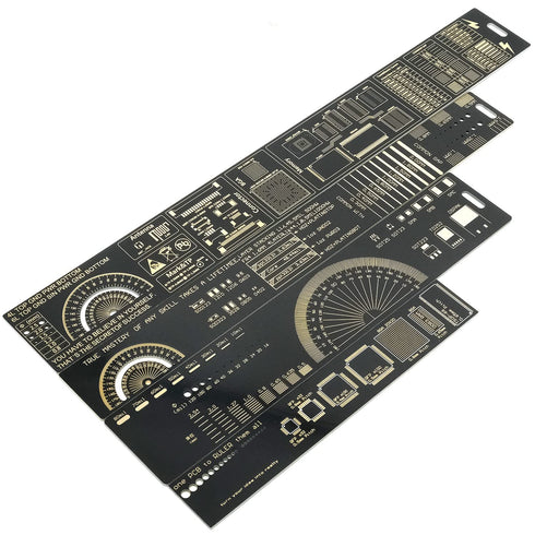 3PCS/4PCS 15cm 20cm 25cm 30cm Multifunctional PCB Ruler Measuring Tool Resistor Capacitor Chip IC SMD Diode Transistor Package 180 Degrees (4pcs/lot)
