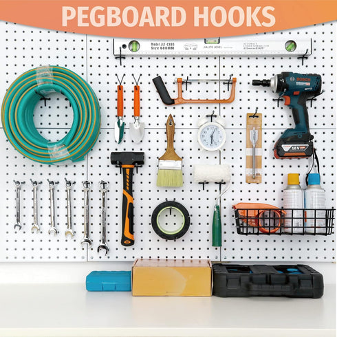 HUHOLE Pegboard Hooks 2 Inch 50PC, Black Peg Board Hooks, Fit 1/4" or 1/8" Pegboard, Ideal Organizer Accessories for