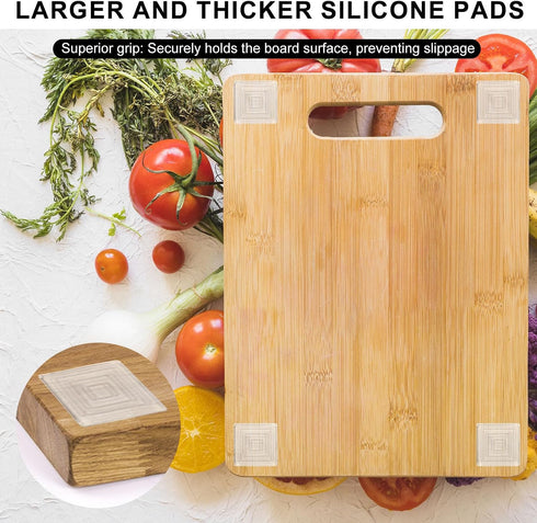 Fukaisu 16pcs 1.6in Anti-Slip Cutting Board Feet, Non-Slip Square Self-Adhesive Silicone Pads, Reusable Washable Rubber
