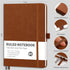 RETTACY Notebook Journal - B5 College Ruled Notebook with 96 Numbered Pages, Notebook for Work, School, Writing, 100 GSM Acid-Free Paper, Leather Hardcover, Inner Pocket, 7.6'' × 10'' (Brown)