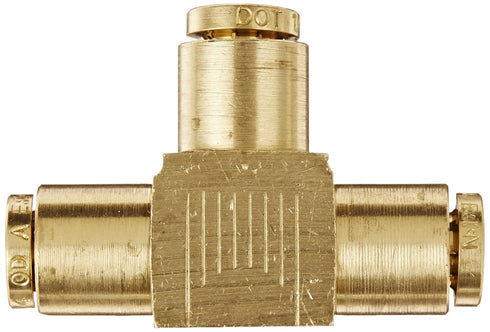 Eaton Weatherhead 1864X4 Brass CA360 D.O.T. Air Brake Tube Fitting, Union Tee, 1/4" Tube OD