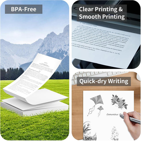 8.5" 11" (200 Continuous Thermal Printer Paper x US Letter Size - High-Efficiency Durable Printing for Home Work