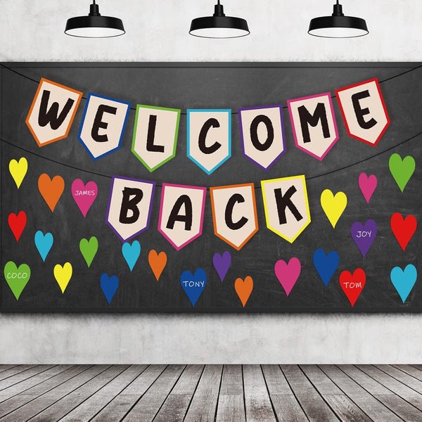Mixweer 61 Pcs Welcome Back Banner, Boho Bulletin Board Set for Classroom Borders and First Day of School Decor