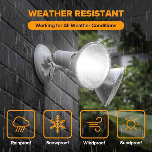 2 Pack 300 Par38 LUTEC Adjustable Twin Par Holder Outdoor Flood Lights, Switch Controlled Security Lights, Floodlights