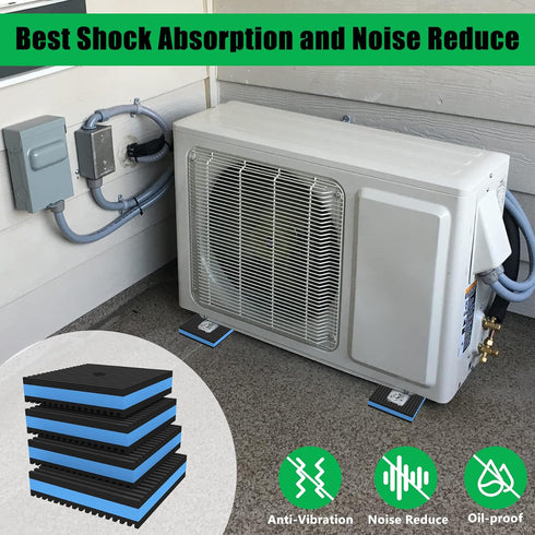 Forestchill Anti Vibration Pads, 3" × 3" × 7/8" Heavy Duty Rubber Isolation Pads for Air Compressor, HVAC, Treadmill