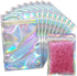 100 Pack Resealable Holographic Bags for Small Business - Iridescent Mylar Bags with Clear Front, 4 X 6 inches
