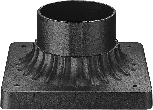 Outdoor Post Light Base Mount, 3'' Adapter in Black Finish for Deck Porch Patio, 5.5" W x 5.5" D x 3.25" H