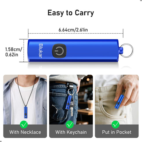 3 Blukar Rechargeable EDC Flashlight, Mini Keychain Flash Light with Lighting Modes, Memory Function, Waterproof
