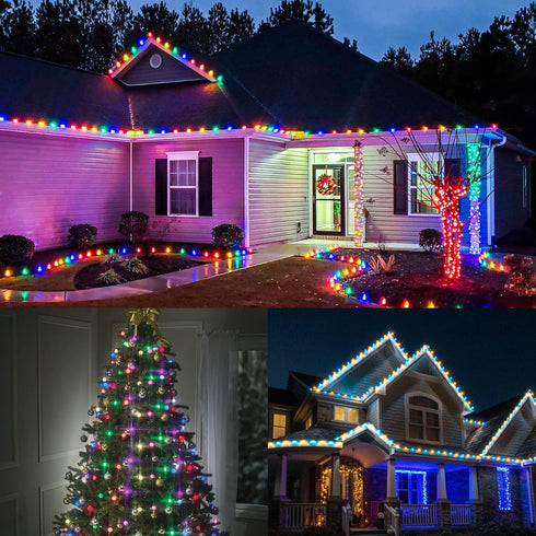 50FT C9 E17 12" C9 Set Light String Christmas Stringer, Light Sockets Spacing, Stringer Black Outdoor String Light
