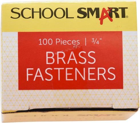 School Smart Brass Plated Fasteners, 3/4 inch, Box of 100 (059949), Maroon