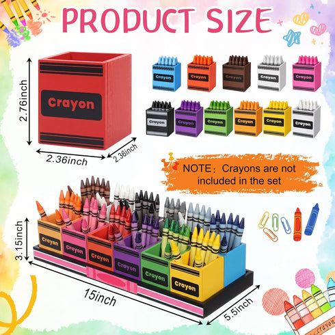 Maitys 13 Set 12 1 Pcs Crayon Holder Organizer Cups on Stand Wooden Colored Pen Holder Crayon Dispenser Classroom