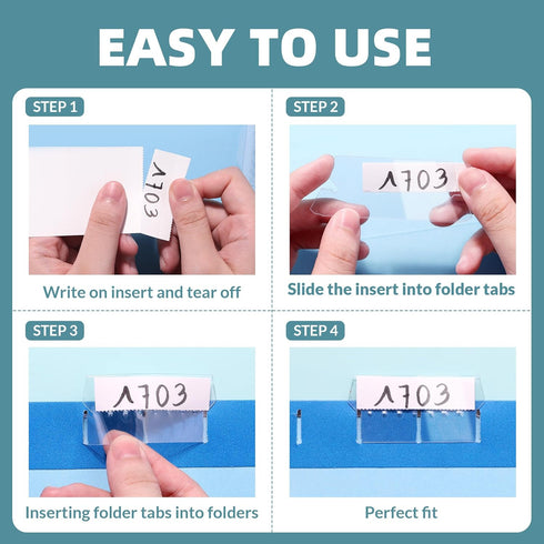 File Folder Labels - SUNEE 100 Sets Hanging File Folder Tabs Labels and Inserts for Folders