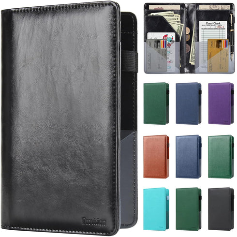 EcoVision Server Book for Waitress, Leather Waiter Organizer with Zipper Pocket, Restaurant
