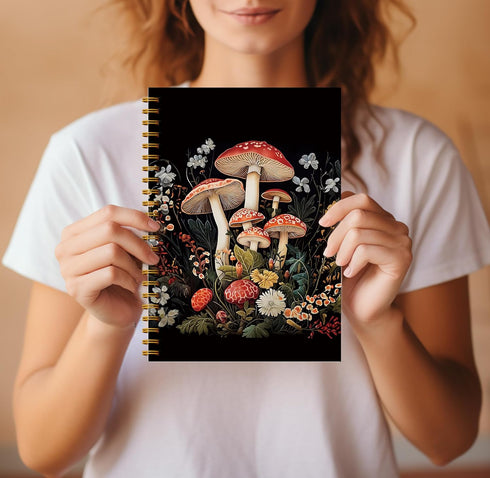 Mushroom Spiral Journal Notebook - 5.5×8.3, 164 Pages, Mushroom Gifts Spiral Notebook Journal for Women