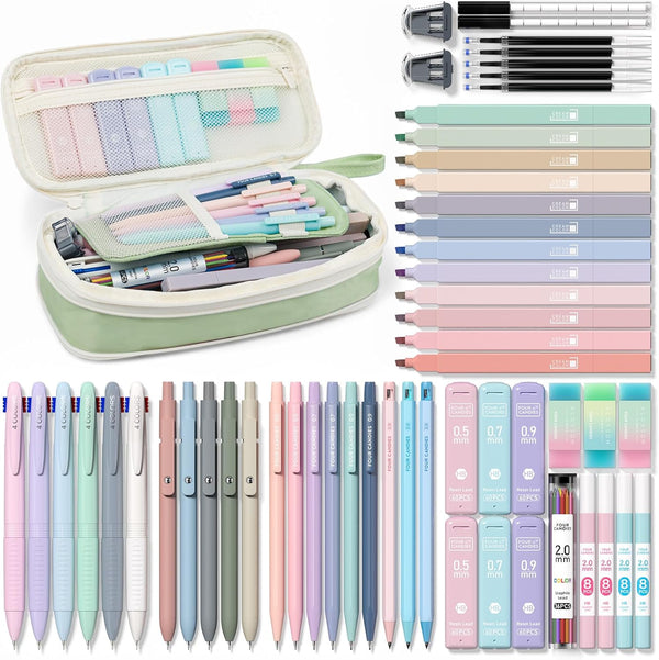Four Candies 56 PCS Aesthetic School Supplies with Pencil Case, 6 Multicolor