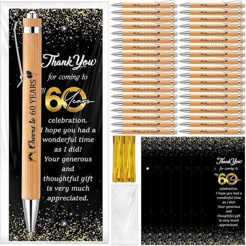 Sayglossy 50 Sets 60th Birthday for Guests Anniversary Include 50 Ballpoint Pens with