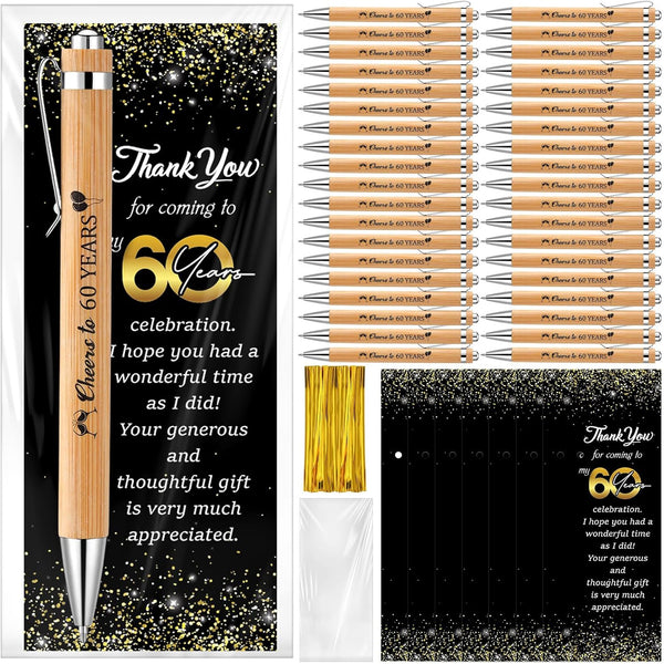 Sayglossy 50 Sets 60th Birthday for Guests Anniversary Include 50 Ballpoint Pens with