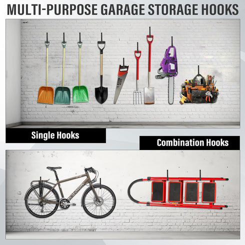 Heevir etc.(4 7.7 Inches) Heavy Duty Utility Hooks, Garage Storage Wall Mount Steel Hooks, Garden Tool Hanger, Garage