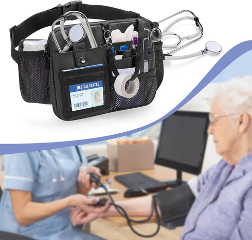 Pack Damero Nurse Fanny with Multi-Compartment, Nurse Tool Belt Utility Nurse Waist Bag with Medical Gear Pockets