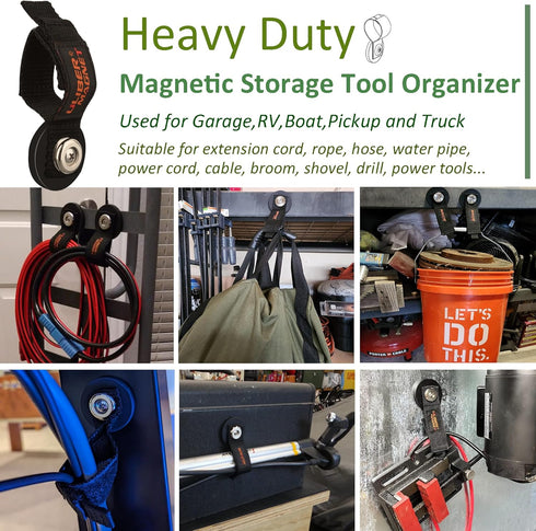 ULIBERMAGNET Heavy Duty Strong Magnetic Storage Straps, Garage Storage Tool Organizer for Extension Cord, Cable, Rope,