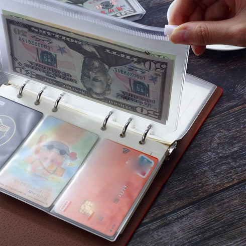 Shappy 18 Pieces A6 Size Binder Pockets with Different Partitions, Waterproof Plastic Binder Folders with Zipper Loose