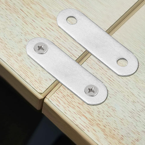 uxcell Repair Plate 22mmx8mm - Flat Fixing Mending Corner Brace Bracket Connector, Pack of 10
