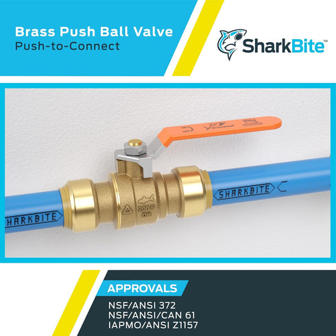 SharkBite 1 Inch Ball Valve, Push to Connect Brass Plumbing Fitting for Water Shut Off