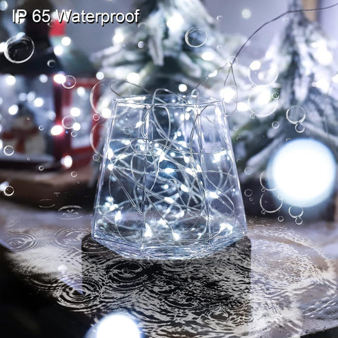 YAOZHOU 2Pack 200LED 66Ft 8 Solar Fairy String Lights for Outside, Outdoor Waterproof, Cool White Total Modes Mini Mini