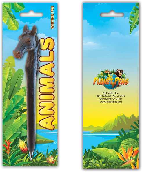 Planet Pens Horse Head Novelty Writing Pen, Cool Hand Ballpoint Pen with Unique Black Horse Head Design