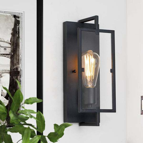 1-Light Bathroom Light Fixture, Matte Black Vanity Lights Wall Sconce with Clear