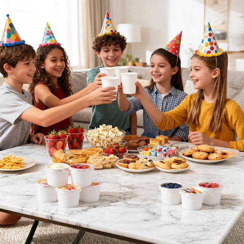 200 Count 4 oz Frozen Frozen Clear Plastic Flat Lids Paper Ice Cream Cups Yogurt Cup Dessert Bowls Dessert