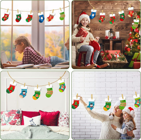 SICOHOME Christmas Cut-Outs for Classroom - Assorted 4"x6" Xmas Stocking Cut-Outs with Glue Point Dots