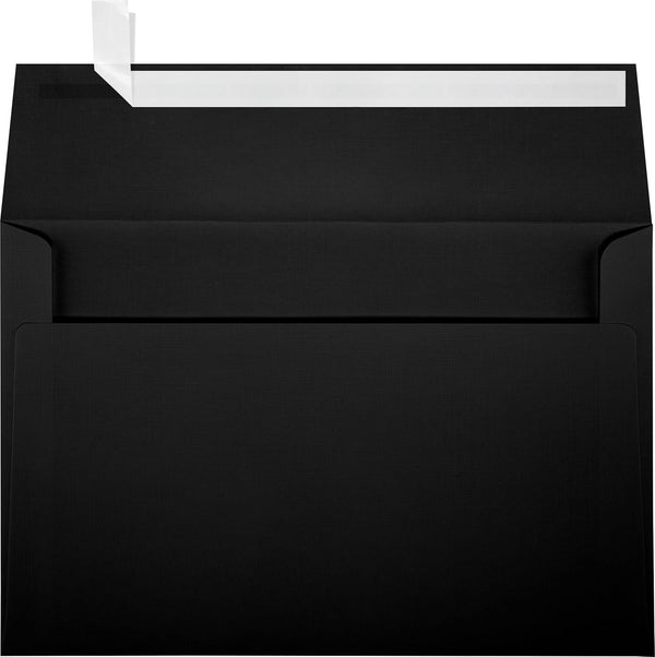 LUXPaper A9 Invitation Envelopes | Peel & Press | Black Linen | 5 3/4" x 8 3/4" | 80lb. Text | 50 Qty