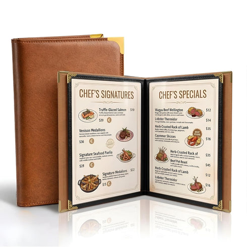 Restaurant Menu Covers 8.5 x 11 2 Pack Menu Holder, 2 Page