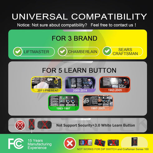 Avisontek 950ESTD 2.0 1-Button Pack 25 Chamberlain Security+ Garage Door Opener Remote - of Year Warranty