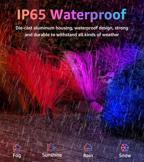 12W 120V 2 Pack SUNVIE RGB Spot Lights Outdoor LED Color Changing Landscape Lights with Remote Control RGBW Landscape