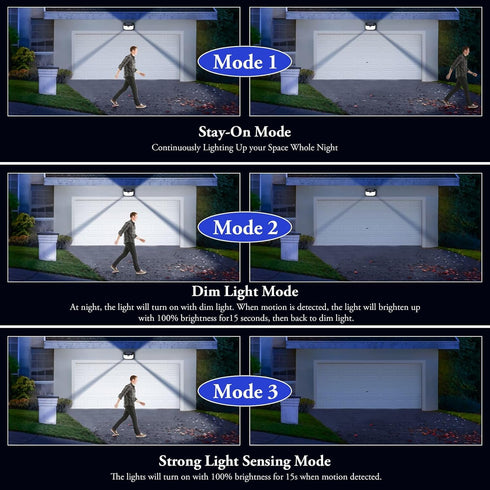 4-Pack 3 178 Solar Wall Lights Outdoor with Modes & Reflector, Waterproof Bright LEDs Motion Sensor Security Lights