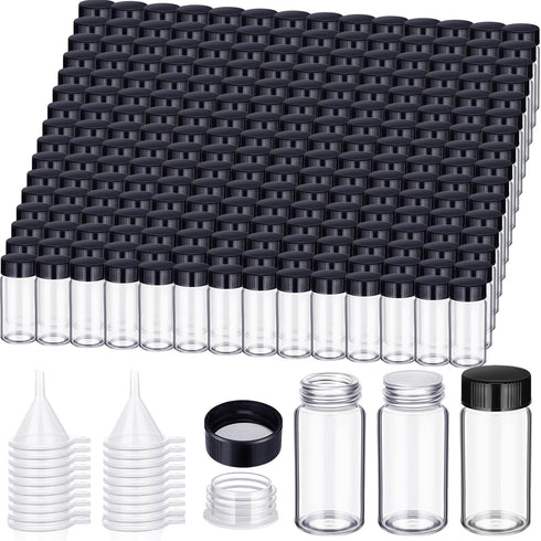 220 Pack 20 ml Clear Glass Vials, Small Empty Sample Bottles with Screw Cap and Plastic Mini Funnels