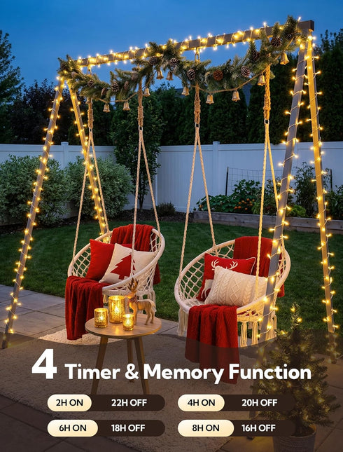 Bedroom,98FT 200 String Lights Indoor LED Fairy String Lights Outdoor Waterproof, Memory Twinkle Christmas Light Plug