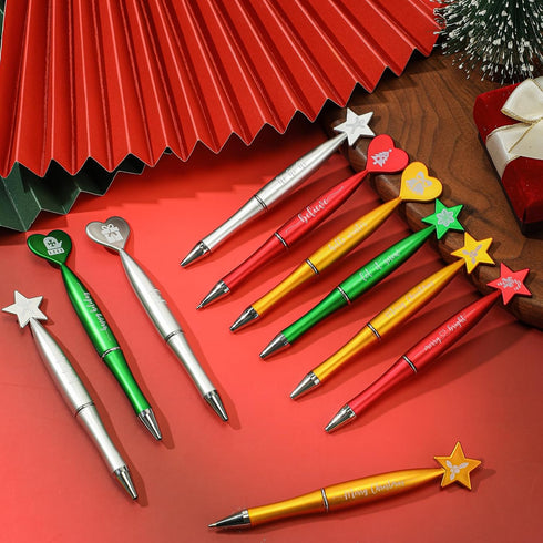 Christmas Ballpoint Pens Bulk, 32 Pcs with Inspirational Quotes, Candycane Gingerbread Snowflake for Kids