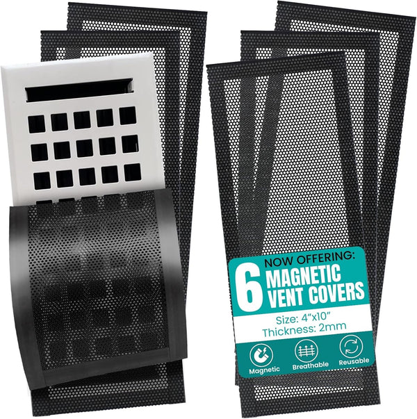Floor Vent Covers 4"x10" - 6 Pack Magnetic Air Vent Filters with Mesh Screen Dust Filter for Home HVAC & RV Vents