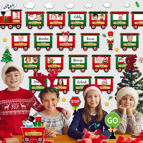 Weekgrat 42 Mindset Pcs Christmas Train Affirmation Station Bulletin Board Decoration Train Motivational Growth Cutouts